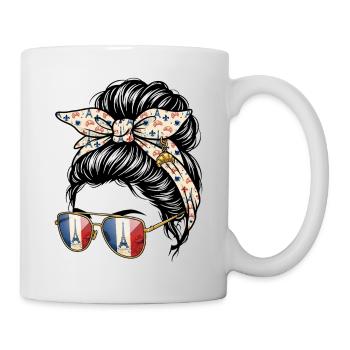 Fille Chignon Décoiffé France Tour Eiffel - Mug blanc - blanc - Droite