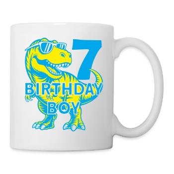 DINO 7 ANS DINOSAURE 7E ANNIVERSAIRE - Mug blanc - blanc - Droite