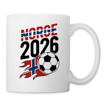 Norge 2026 Fußball Flamme mit Flagge - Tasse - Weiß - Rechts