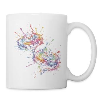 Mehrfarbige Drehkerle-Splash-Kunst - Tasse - Weiß - Rechts
