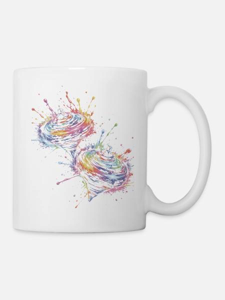 Mehrfarbige Drehkerle-Splash-Kunst - Tasse - Weiß