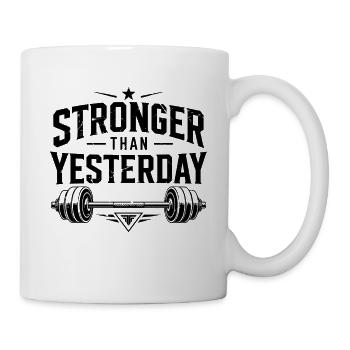 Stronger Than Yesterday Gym Motivation T-Shirt - Mug - white - Right