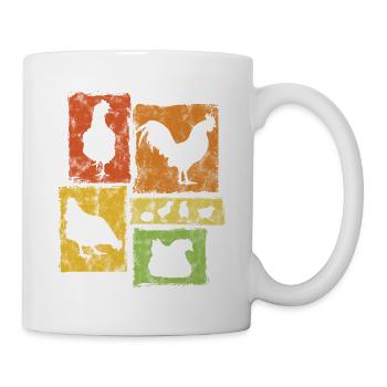 Chickens silhouettes for farmer and farm - Mug - white - Right