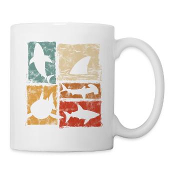 Retro Hai Perspektiven Grafik - Tasse - Weiß - Rechts