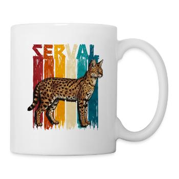 Serval in Vintage Retro Style - Mug - white - Right