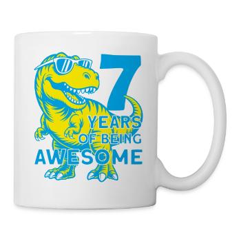 DINO 7 ANS DINOSAURE 7E ANNIVERSAIRE - Mug blanc - blanc - Droite