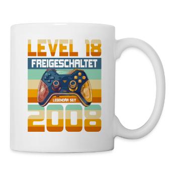 18. Geburtstag Junge Mädchen 2008 Gaming Level 18 - Tasse - Weiß - Rechts