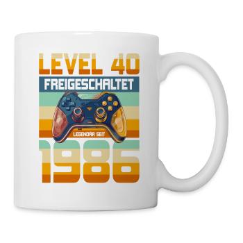 40. Geburtstag Mann Frau 1986 Gaming Gamer Level - Tasse - Weiß - Rechts