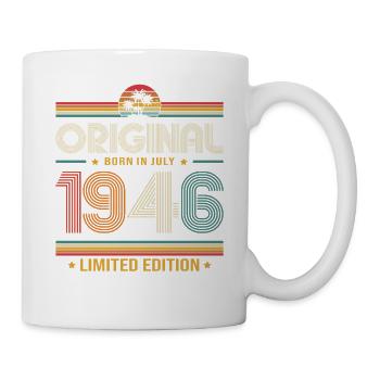 80. Geburtstag Geschenk Vintage Juli Jahrgang 1946 - Tasse - Weiß - Rechts