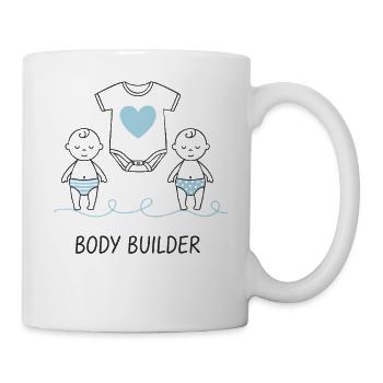 Gender Reveal Body Builder Baby Shower Mom Dad - Mug - white - Right