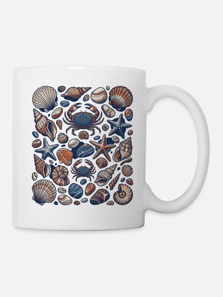 Strand Muscheln - Tasse - Weiß