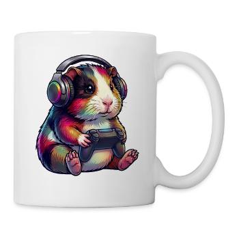 Gamer Hamster im Neon Farben Meerschweinchen - Tasse - Weiß - Rechts