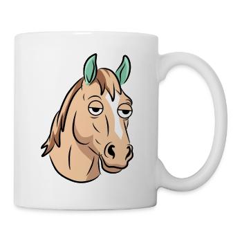 Sleepy Horse Cartoon-Gesicht - Tasse - Weiß - Rechts