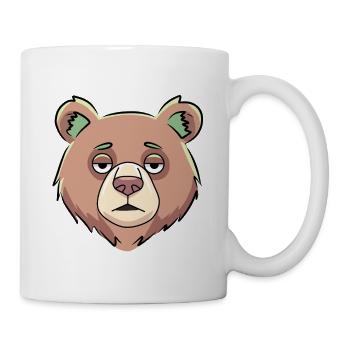 Visage de dessin animé de l’ours endormi - Mug blanc - blanc - Droite