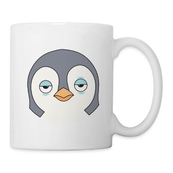 Schläfriges Pinguin-Cartoon-Gesicht - Tasse - Weiß - Rechts