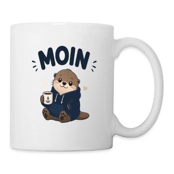 Moin Otter with Coffee Pullover Hoodie - Mug - white - Right