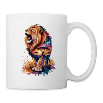 Majestic lion in sunset scene with - Mug - white - Right
