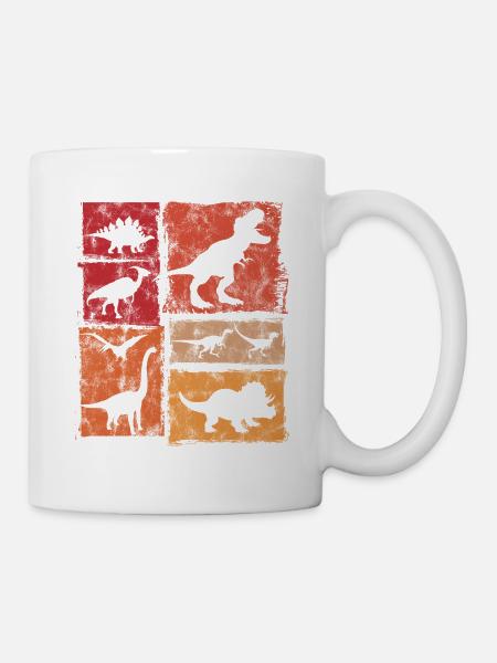 Retro Dinosaurier Grafik - Tasse - Weiß