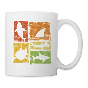 Hai Vintage Silhouetten Grafik - Tasse - Weiß - Rechts