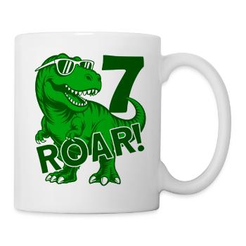 DINO 7 ANS DINOSAURE 7E ANNIVERSAIRE - Mug blanc - blanc - Droite