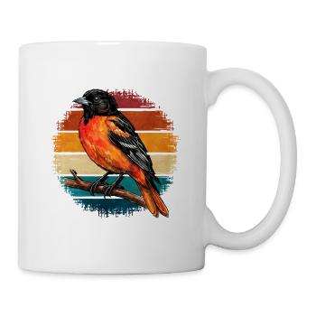 Rotkehlchen im Retro Regenbogen Oriole  - Tasse - Weiß - Rechts