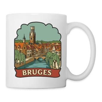 Brügge Belgien Retro Reise-Abzeichen-Aufkleber - Tasse - Weiß - Rechts