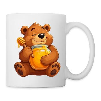 Ours câlin avec pot de miel - Mug blanc - blanc - Droite