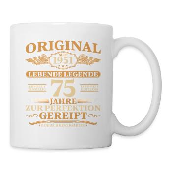 75. Geburtstag Absolut Einmalig 1951 Jahrgang - Tasse - Weiß - Rechts