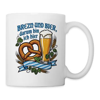 Brezen und Bier | Bayern Vibes - Tasse - Weiß - Rechts