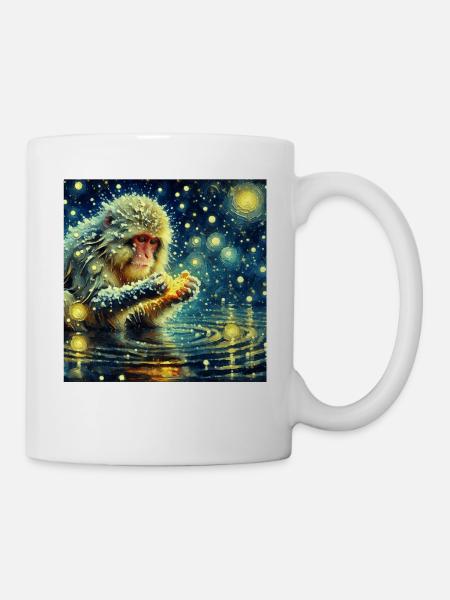 Schneeaffe Starry Night - Tasse - Weiß