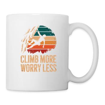 Climb More Worry Less Retro Climbing Bouldering - Mug - white - Right
