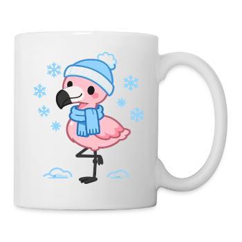 Winter Flamingo mit Schal - Tasse - Weiß - Rechts