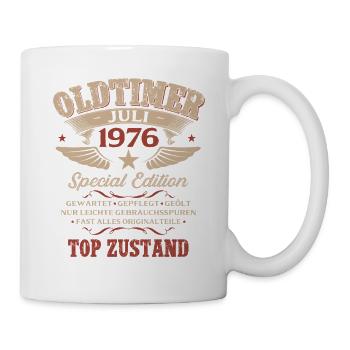 50. Geburtstag Geschenk Mann Oldtimer Juli 1976 - Tasse - Weiß - Rechts