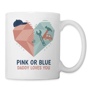 Geschlechterenthüllung Pink oder Blau Papa liebt dich, Baby - Tasse - Weiß - Rechts