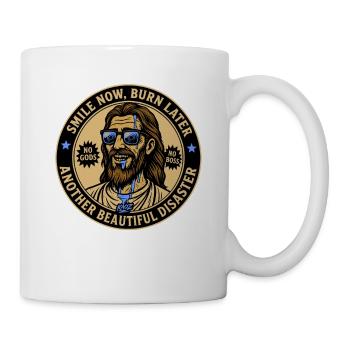 Lunettes de soleil Jésus : souriez maintenant brûlez plus tard - Mug blanc - blanc - Droite