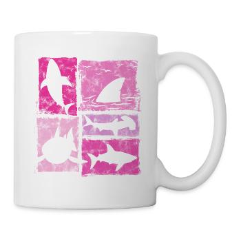 Haie Retro Silhouetten Grafik - Tasse - Weiß - Rechts