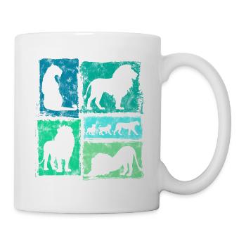 Graphisme rétro de Lions Silhouettes - Mug blanc - blanc - Droite