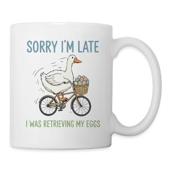 Verspätete Eierlieferung auf Fahrrad - Tasse - Weiß - Rechts