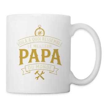 Meilleur Papa Du Monde Bricoleur Rétro - Mug blanc - blanc - Droite