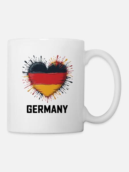  Herz mit Deutscher Flagge - Tasse - Weiß
