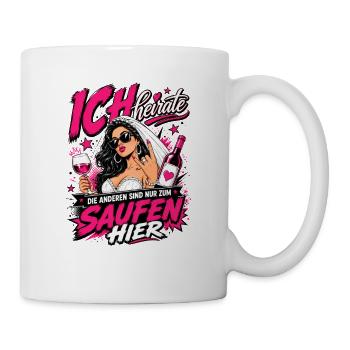 Ich heirate die anderen zum Saufen hier JGA Braut - Tasse - Weiß - Rechts