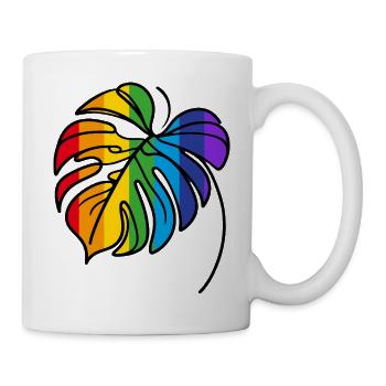 Monstera Regenbogen - Tasse - Weiß - Rechts