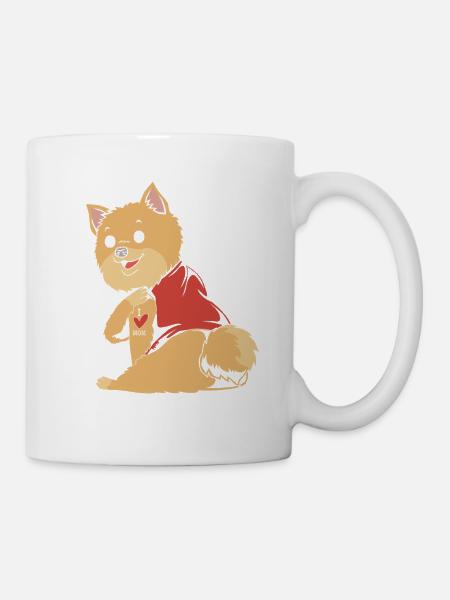 Zwergspitz Pomeranian - Tasse - Weiß