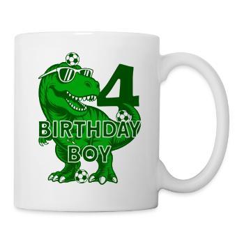 4 YEARS BIRTHDAY BOY FOOTBALL 4TH BIRTHDAY - Mug - white - Right