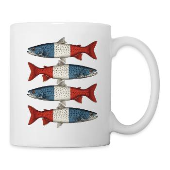 Poisson vintage de la truite du drapeau français - Mug blanc - blanc - Droite