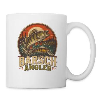 Barschangler Angelmotiv Shirt - Tasse - Weiß - Rechts