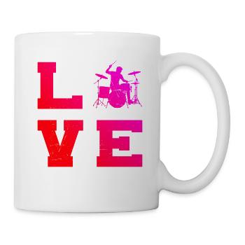 Geschenkidee für den Musiker mit Schlagzeugspielen - Tasse - Weiß - Rechts