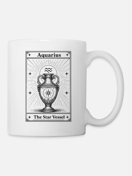 Wassermann | Tarotkarte Sternzeichen - Tasse - Weiß