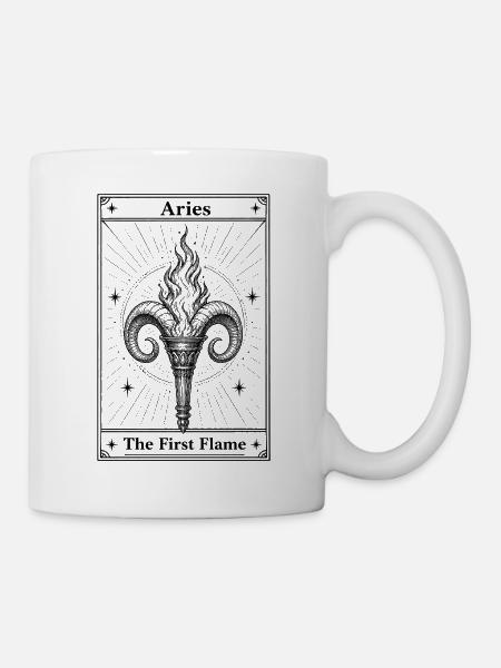 Widder | Tarotkarte Sternzeichen - Tasse - Weiß
