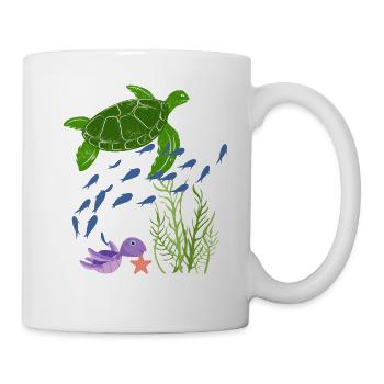 Grüne Meeresschildkröte im Korallenreich - Tasse - Weiß - Rechts